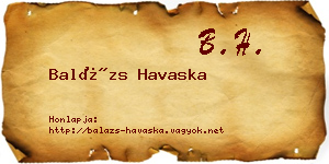 Balázs Havaska névjegykártya